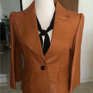 🌹HP🌹-NEWPORT NEWS RUSSET LEATHER JACKET/FULLY LINED/LIGHTLY PADDED SHOULDERS/M